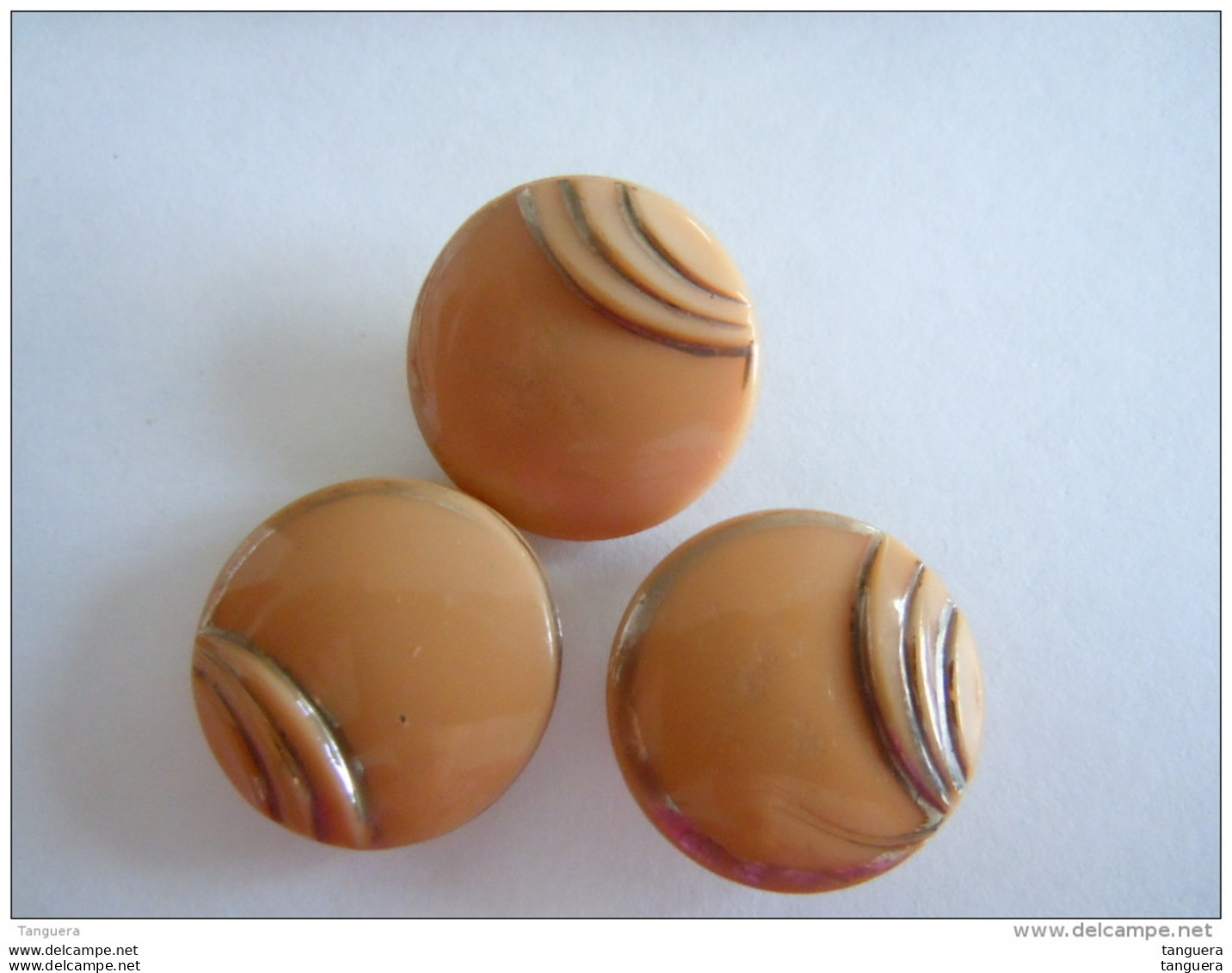 3 Vintage Knopen Beige Glas Verre 3 Boutons  1,8 Cm - Knöpfe