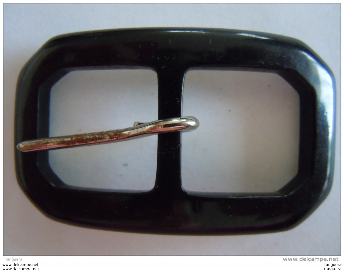 Vintage Gesp Plastic Ancienne Boucle De Ceinture Noir  3,5 X 6,5 Cm - Cinture & Fibbie