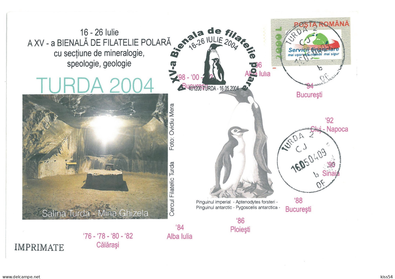 COV 98 - 3064 Cave & POLAR FAUNA ( Aptenodytes Fosteri ) Romania - Cover - Used - 2004 - Autres & Non Classés