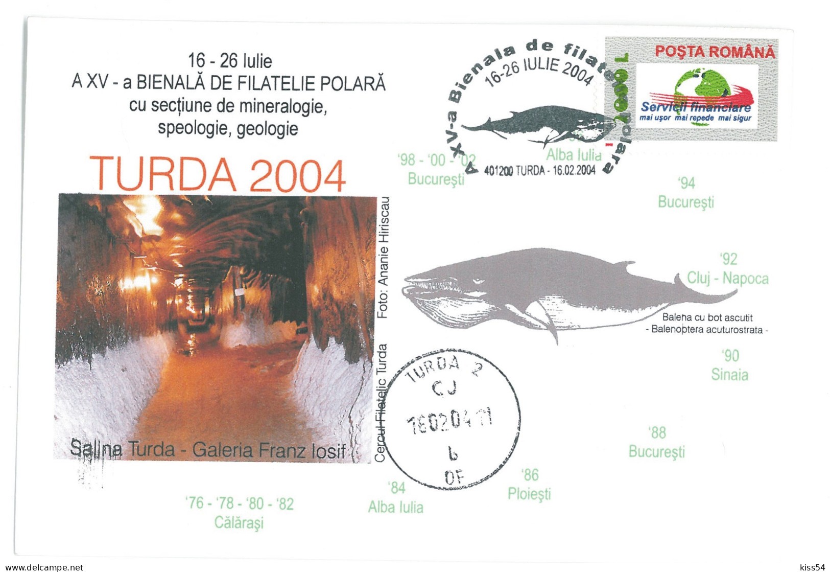 COV 98 - 3065 Cave & POLAR FAUNA ( Balenoptera Acuturostrata ) Romania - Cover - Used - 2004 - Other & Unclassified