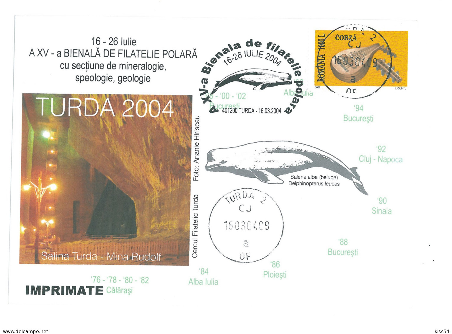 COV 98 - 3063 Cave & POLAR FAUNA ( Delphinopterus Leucas ) Romania - Cover - Used - 2004 - Otros & Sin Clasificación