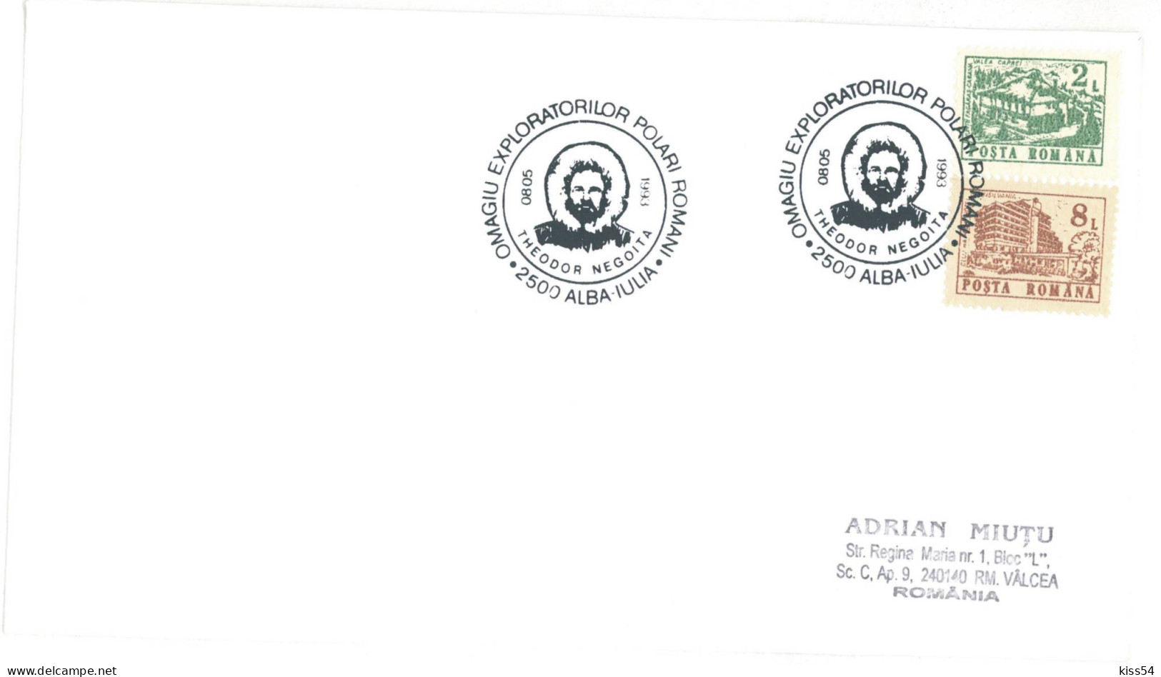 COV 98 - 809 Polar Explorer Theodor NEGOITA, Romania - Cover - Used - 1993 - Explorateurs & Célébrités Polaires