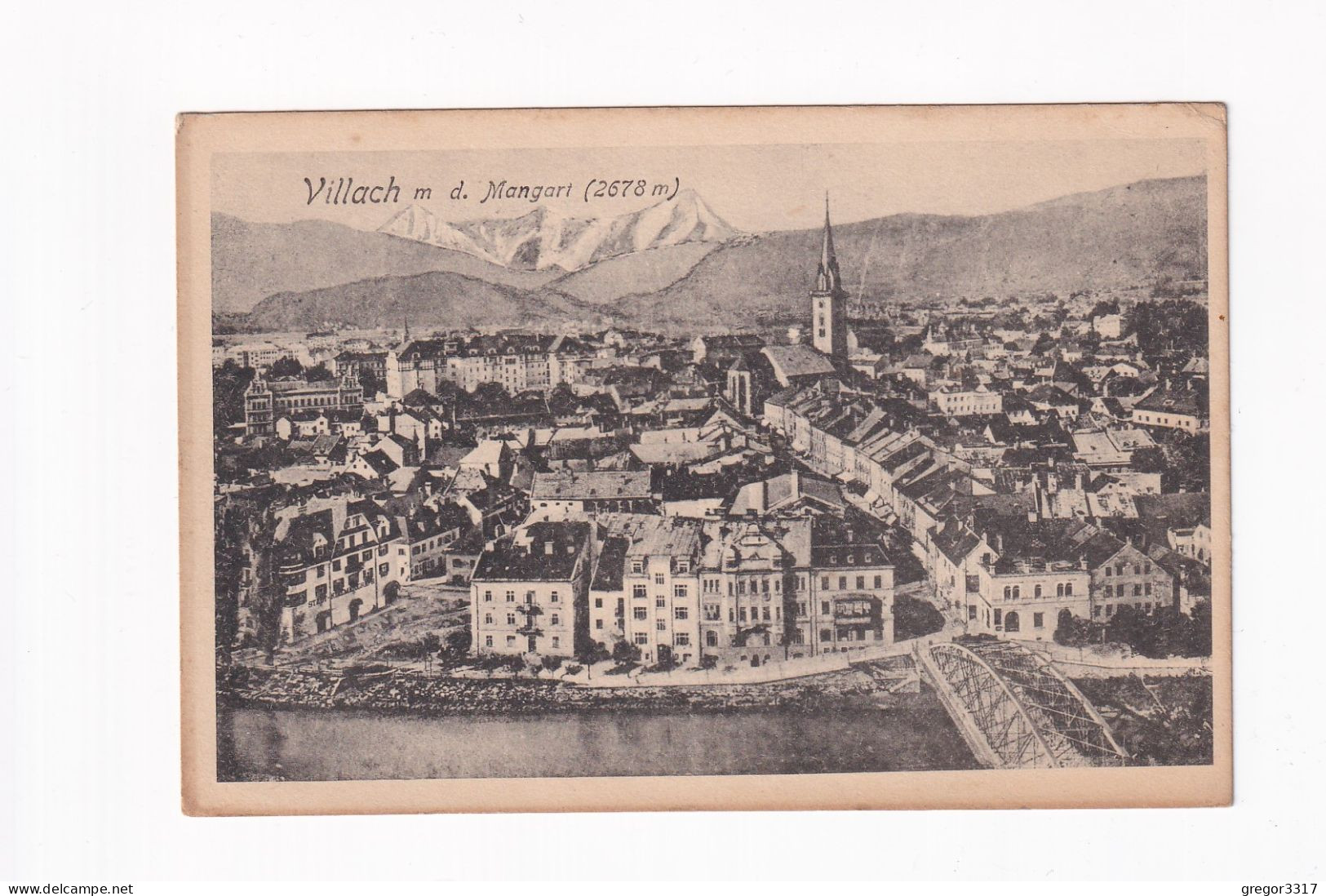 E5979) VILLACH Mit D. Mangart - Brücke - Häuser DEtails über Den Hauptplatz Gesehwen ALT! 1921 - Villach