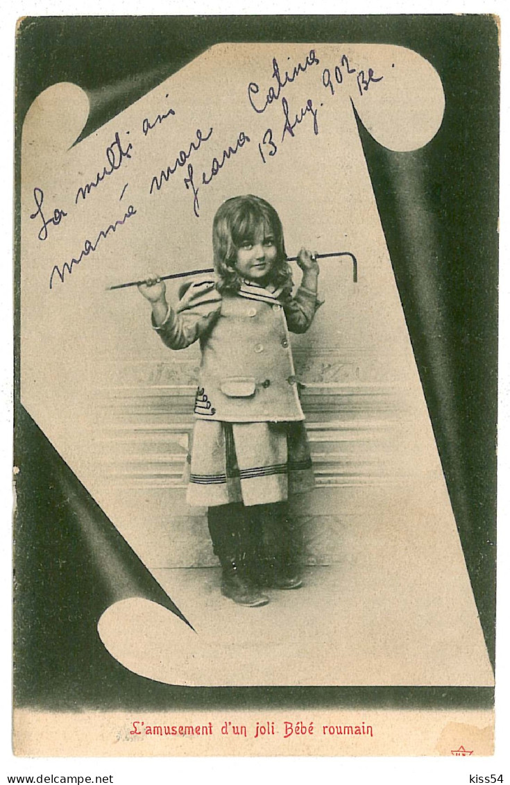 RO 54 - 1478 Fetita Cu Baston, Romania - Old Postcard - Used - 1902 - Roumanie