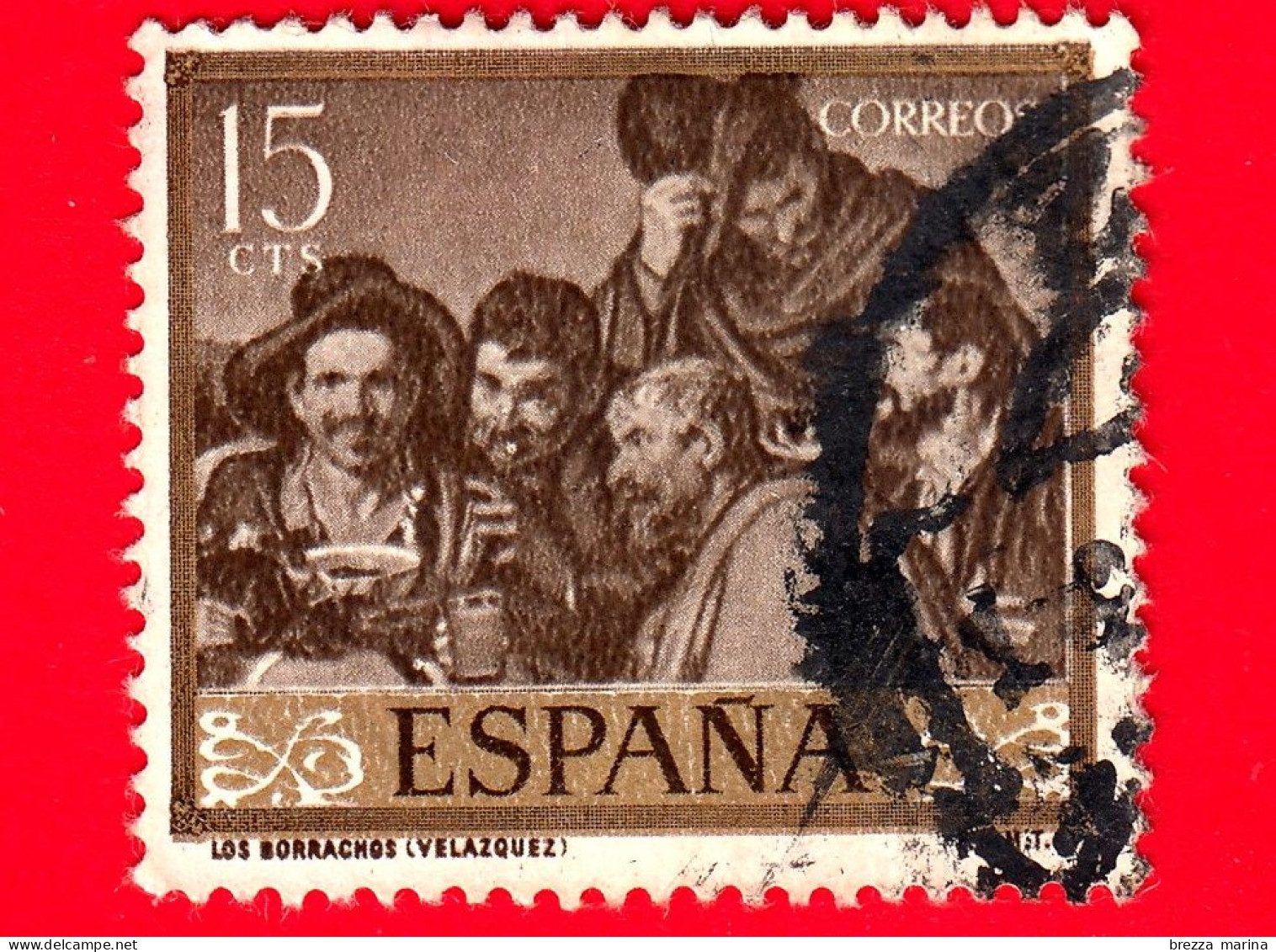 SPAGNA - Usato - 1959 - Dipinti Di Diego Velázquez - I Bevitori (Il Trionfo Di Bacco) - 15 - Usados