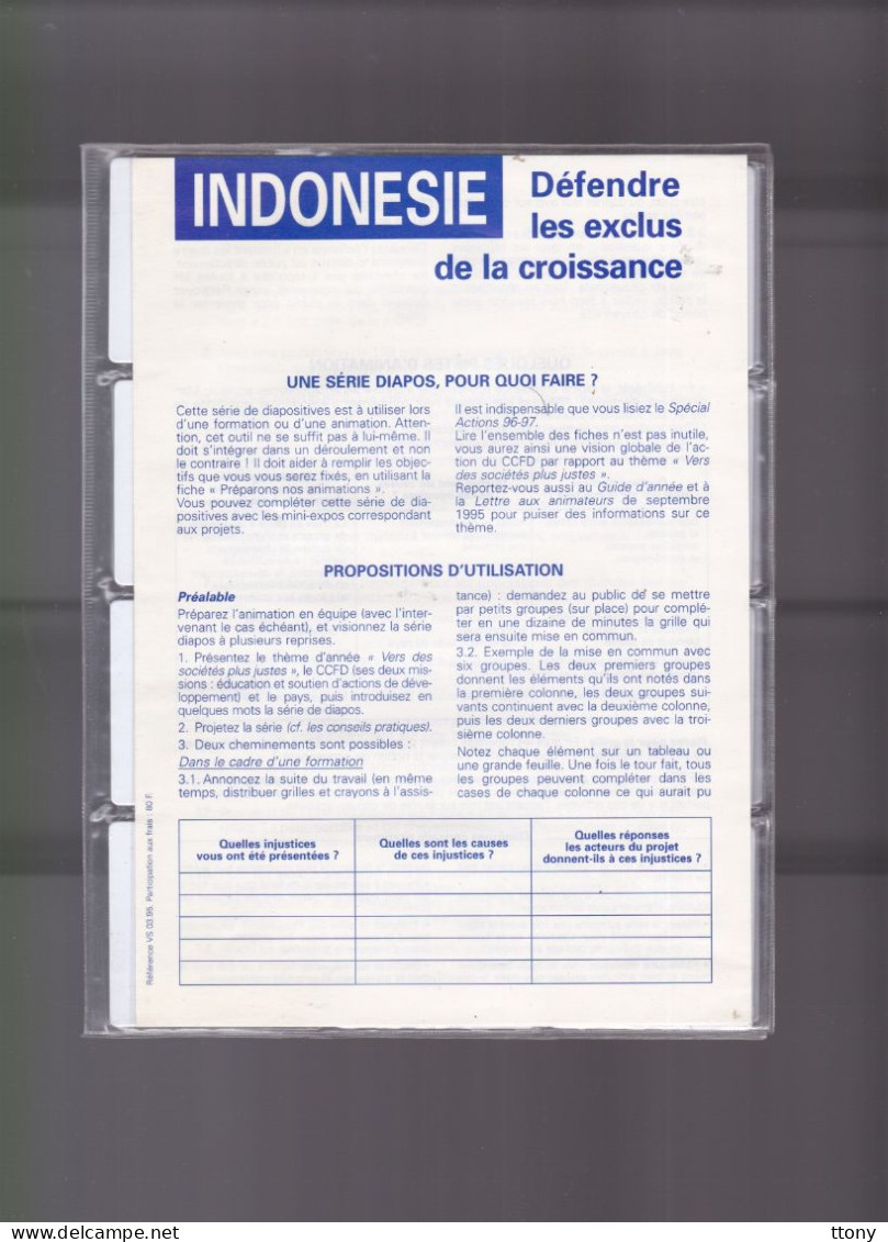 Un Lot De 157  Diapositives CCFD Comité Contre La Faim : Indonésie -Thaïlande - Maroc  ECT Lire  Description - Diapositive