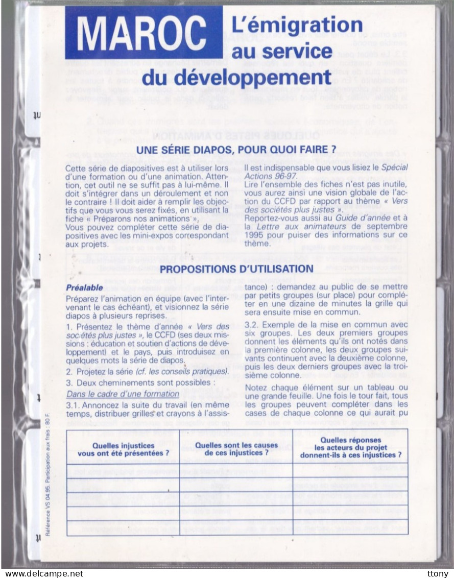 Un lot de 157  diapositives CCFD comité contre la faim : Indonésie -Thaïlande - Maroc  ECT lire  description