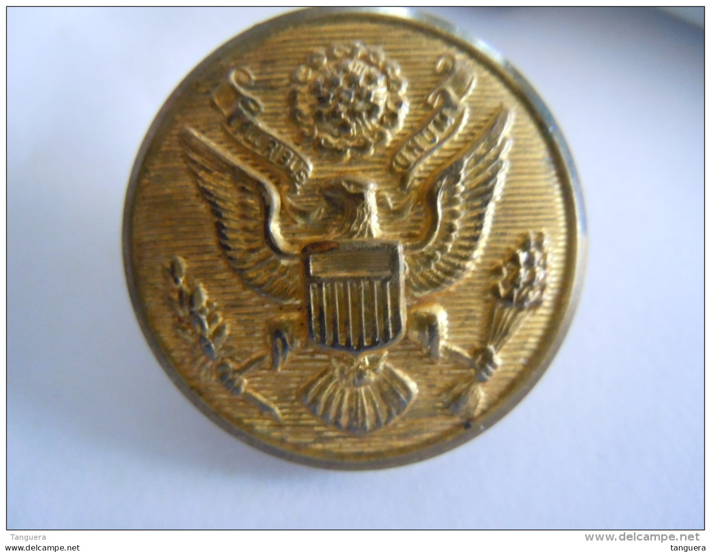 US  Leger Knoop Bouton Armoirie WWII US ARMY GOLD EAGLE Overcoat Button Brass Rex Products Corp New Rochelle N.Y. 2,8 Cm - Knöpfe