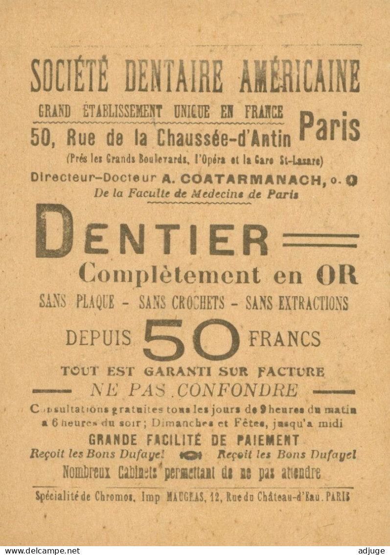 Artiste  BRASSEUR - Théâtre Des Variétés - Sté Debtaire Américaine _ Dentier En OR ! Imp. Maugras , Paris - Artistas