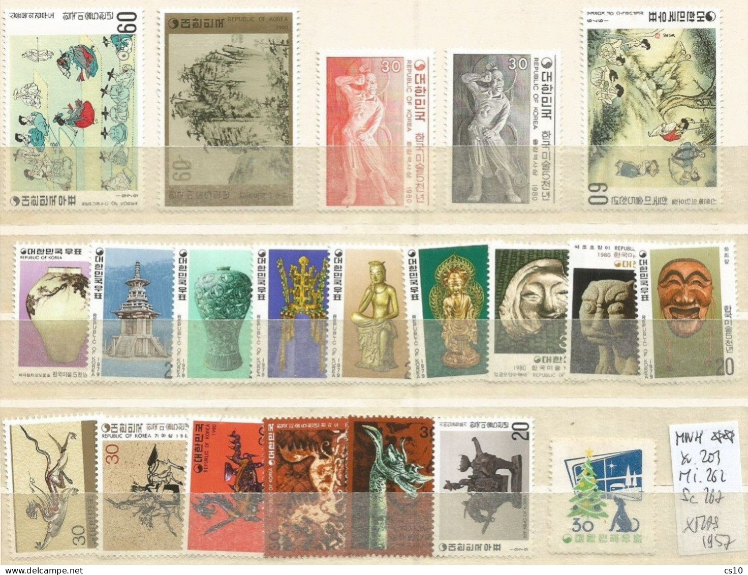 South Korea Small Lot Of MNH** Stamps Incl.Xmas 1957 30w SC.267 YT.203 MI.262 - Corée Du Sud