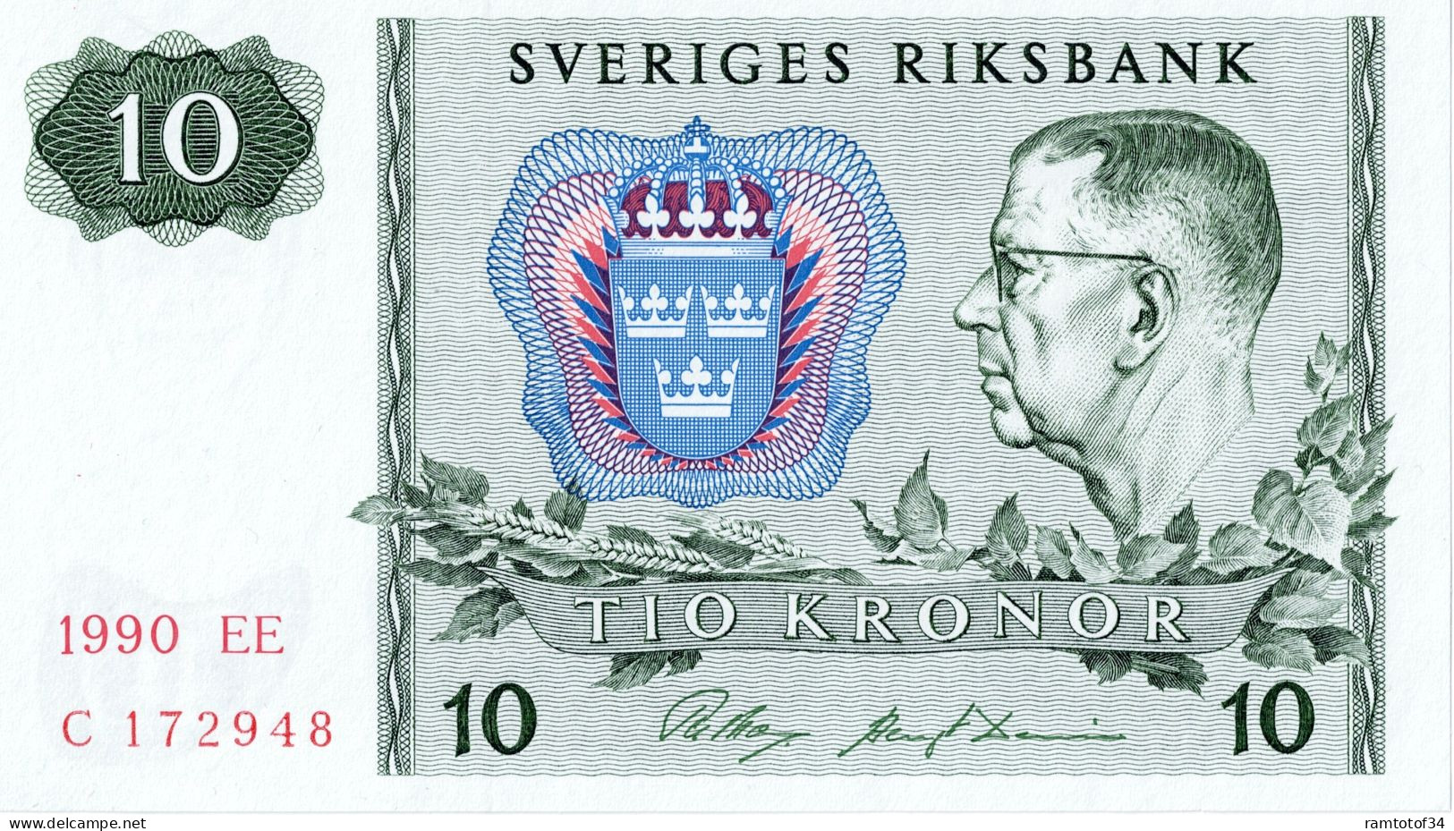 SUÈDE - 10 Kronor 1990 UNC - Suède