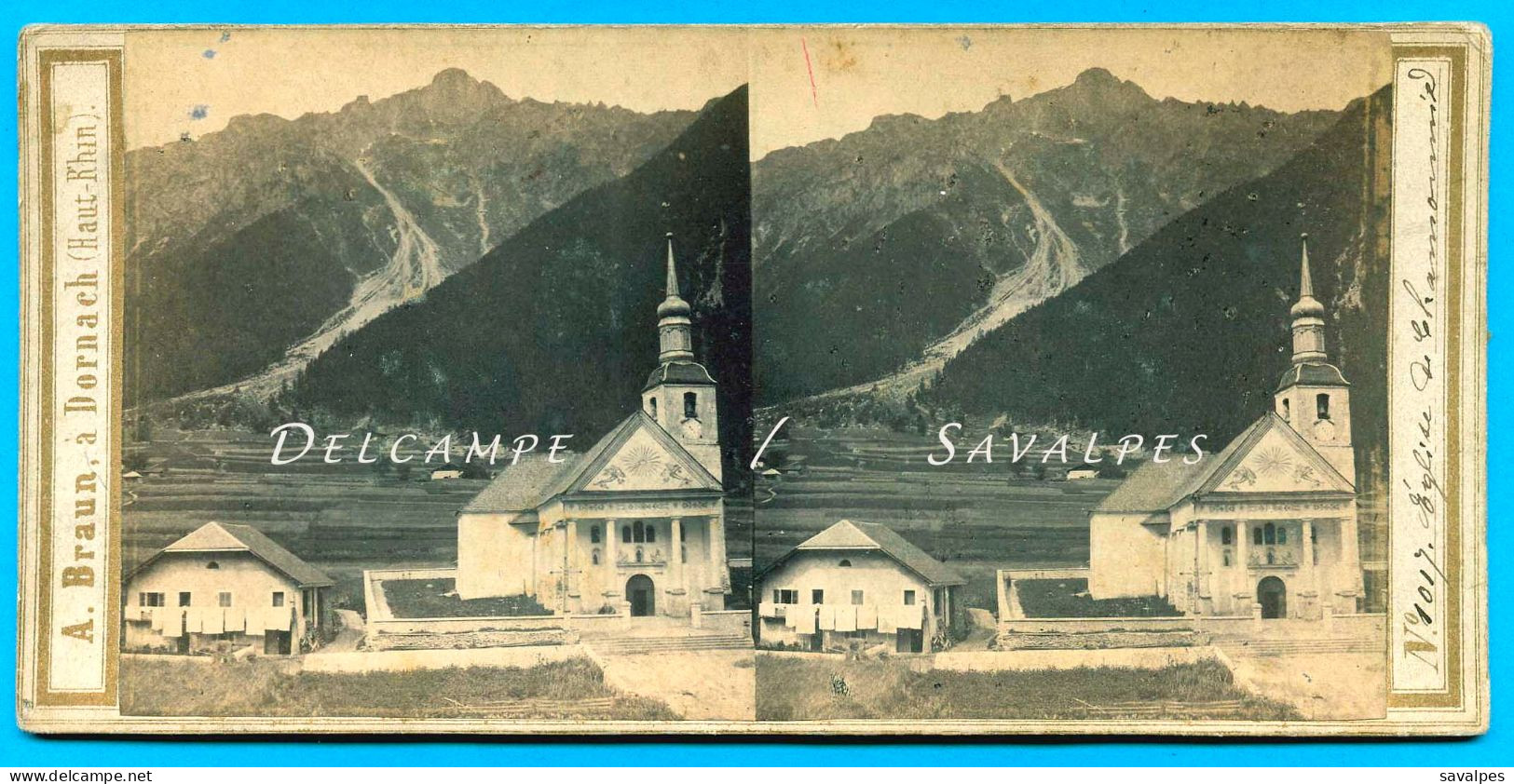 Rare Haute-Savoie Chamonix 1860 * L’église, Le Péristyle Et Ses Fresques * Photo Stéréoscopique Braun - Photos Stéréoscopiques