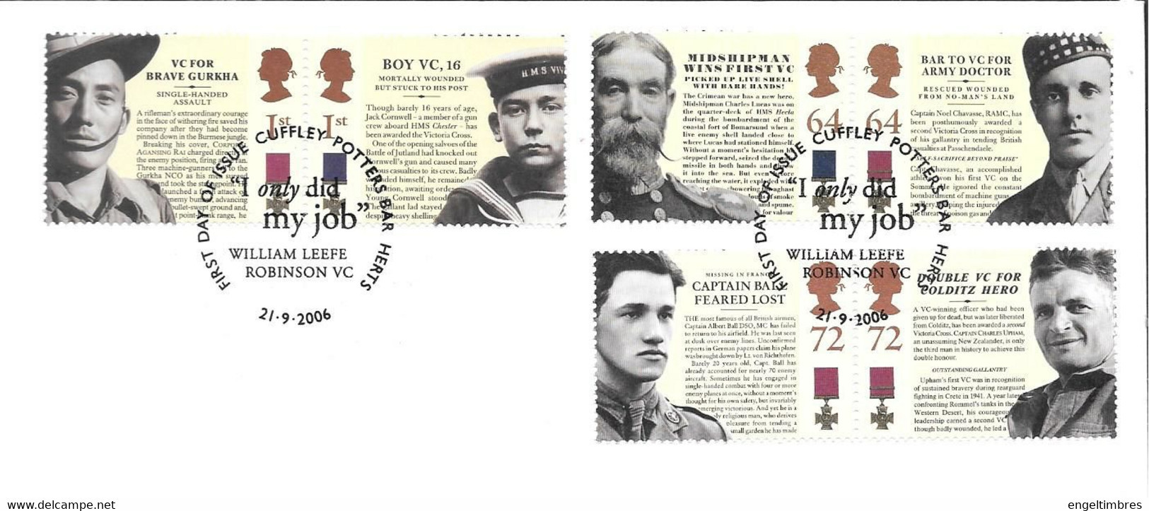 GB - 2006 Victoria Cross (6)  FDC Or  USED  "ON PIECE" - SEE NOTES  And Scans - Gebraucht