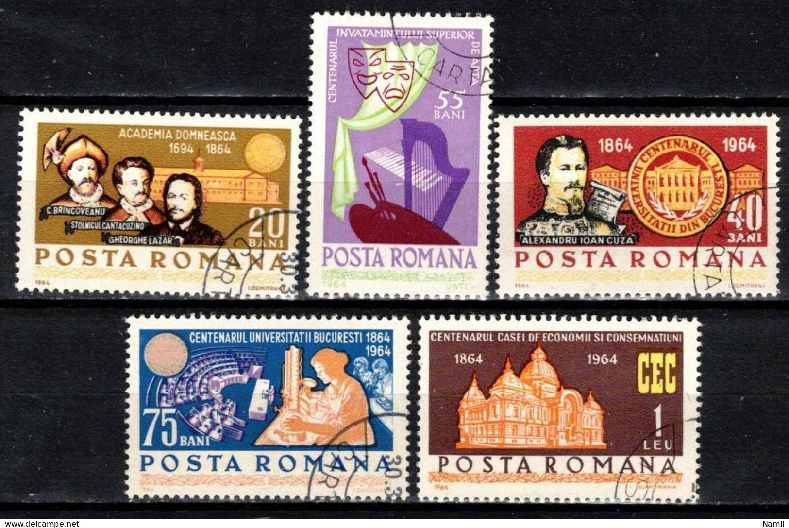 Roumanie 1964 Mi 2338-42 (Yv 2062-6), Obliteré - Gebruikt