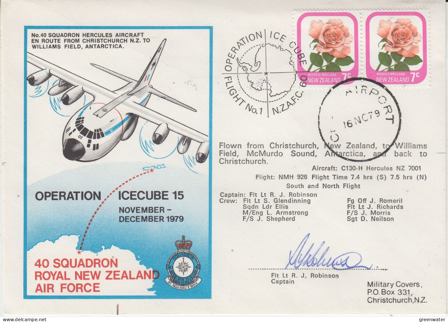Ross Dependency 1979 Operation Icecube 15 Signature  Ca Scott Base 16 NOV 1979 (SO169) - Covers & Documents
