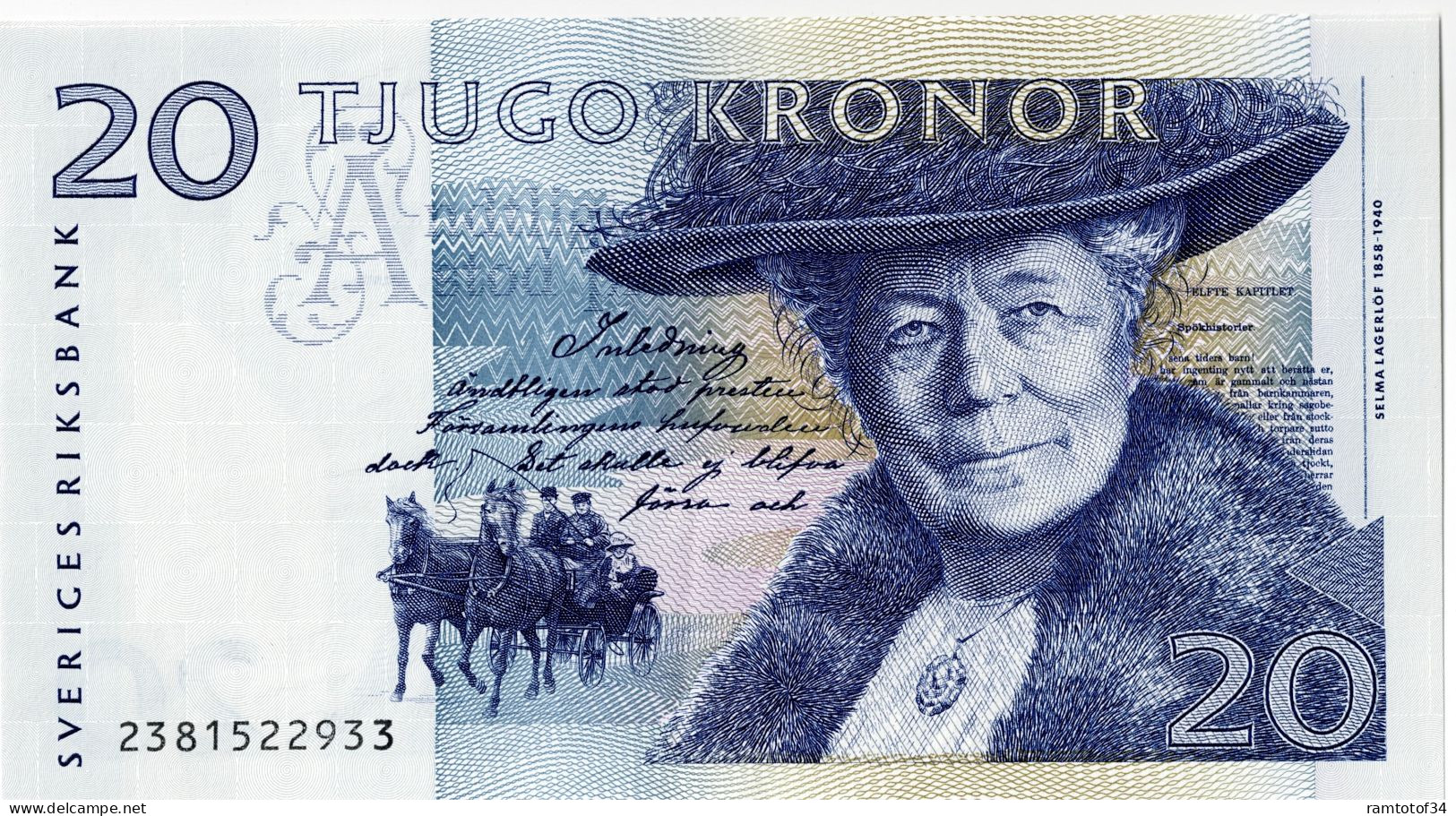 SUÈDE - 20 Kronor 1991-1995 UNC - Suède