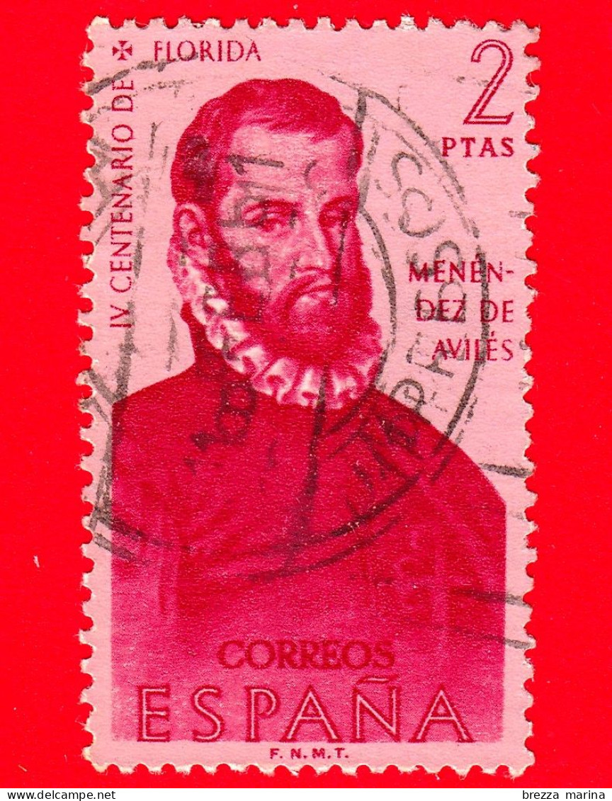 SPAGNA  - Usato - 1960 - Esploratori E Colonizzatori D'America - Pedro Menéndez De Avilés (1519–1574), Ammiraglio - 2 - Gebraucht