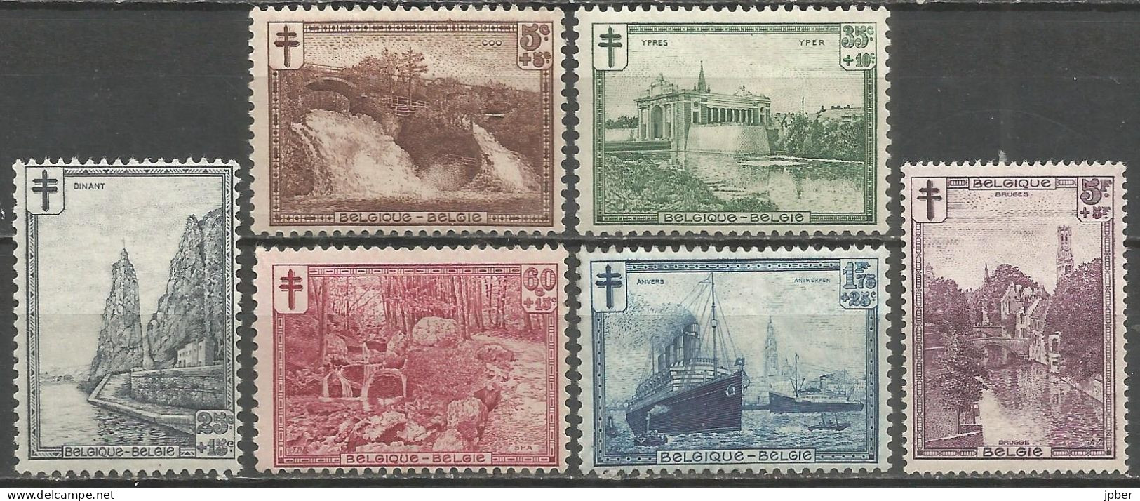 Belgique - Coo, Dinant, Ieper, Spa, Antwerpen, Brugge N°293à298 */(*) - Neufs