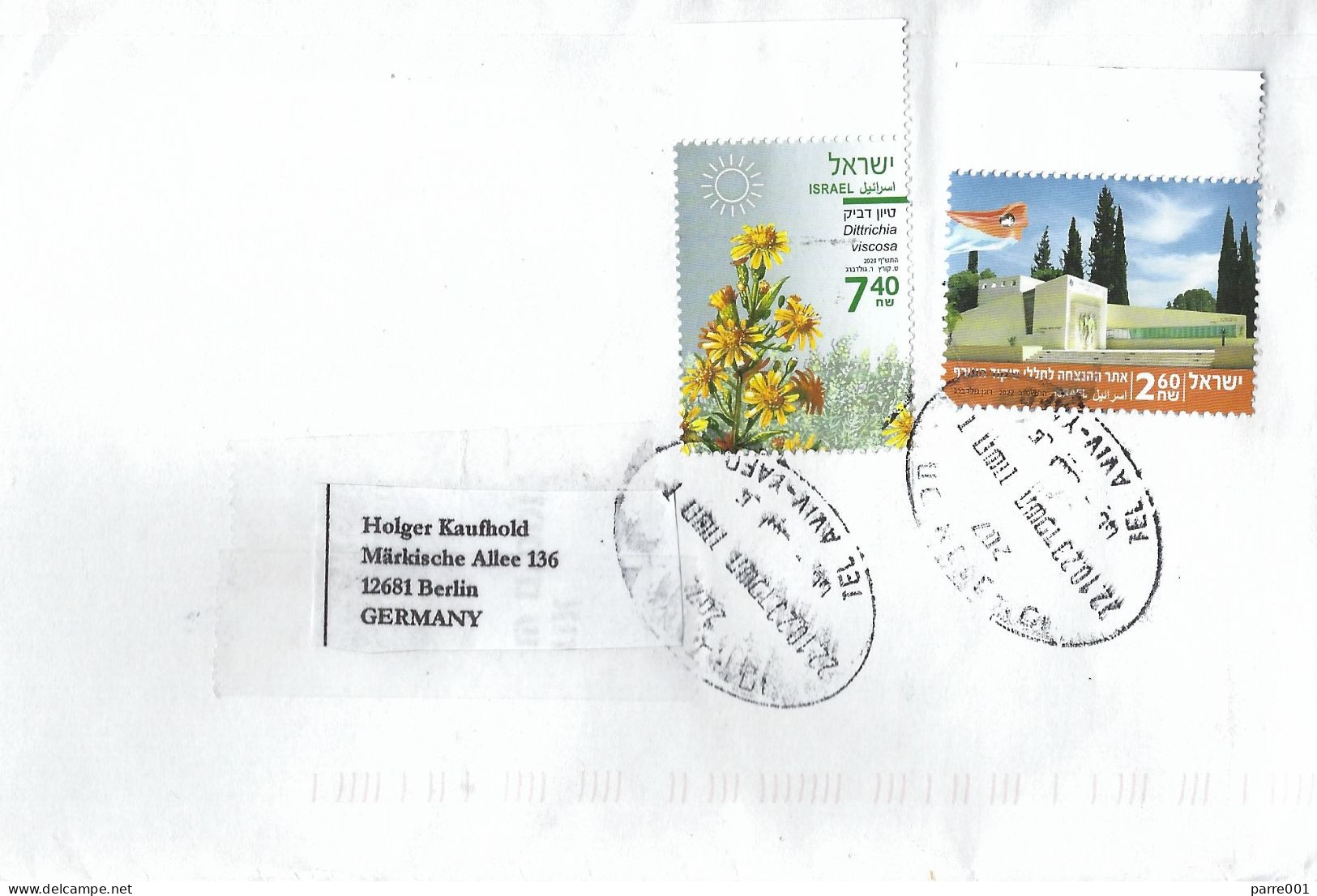 Israel 2023 Tel Aviv Monument Fallen Soldiers Military Civil Defense Sticky Fleabane Dittrichia Viscosa Flower Cover - Storia Postale