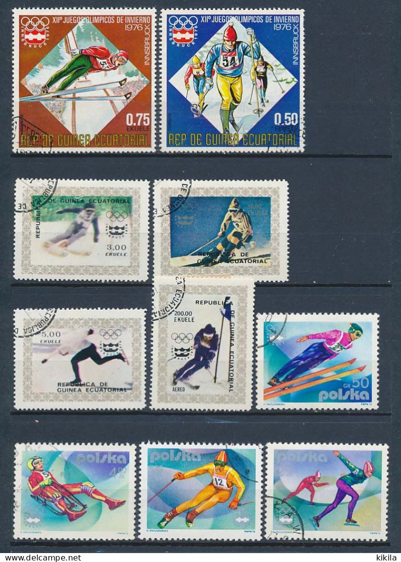 10 Timbres Oblitérés JEUX OLYMPIQUES D'HIVER INNSBRUCK 1976 Guinée Equatoriale Pologne X-15 - Inverno1976: Innsbruck