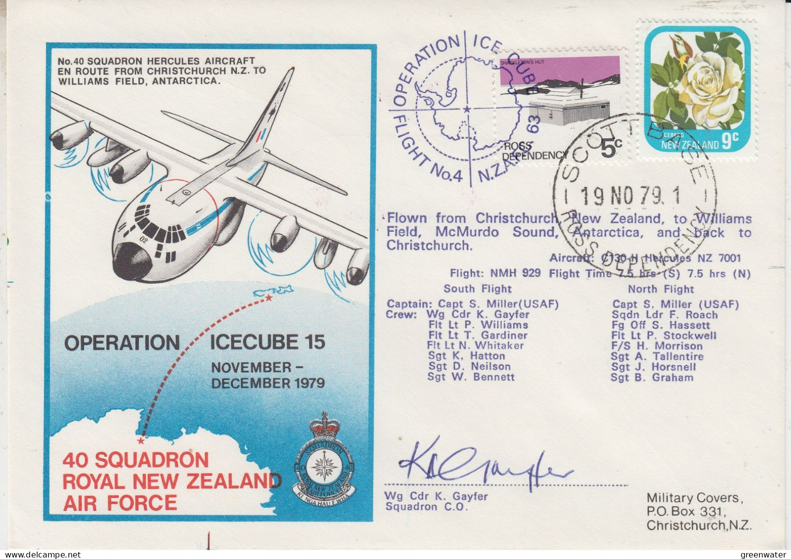 Ross Dependency 1979 Operation Icecube 15 Signature  Ca Scott Base 19 NOV 1979 (SO171) - Lettres & Documents