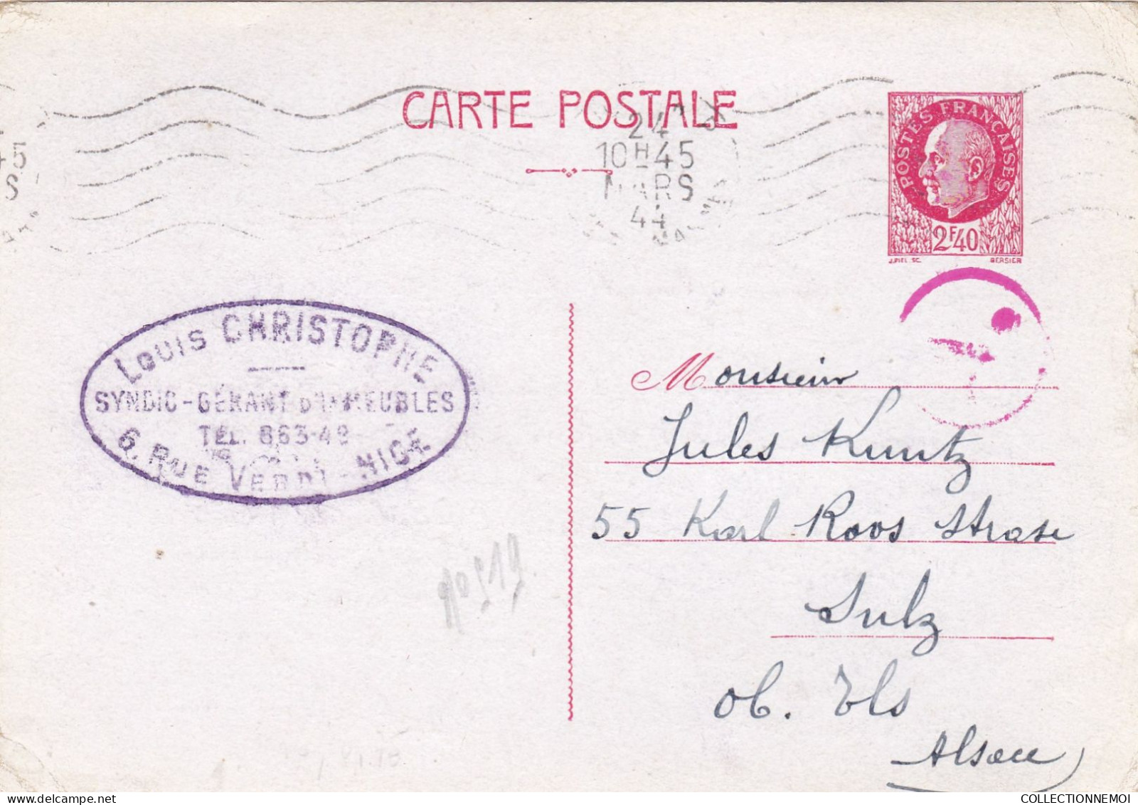 Entier PETAIN 2F40 ,,avec Censure  ,, Scan Recto Et Verso - Standard Postcards & Stamped On Demand (before 1995)