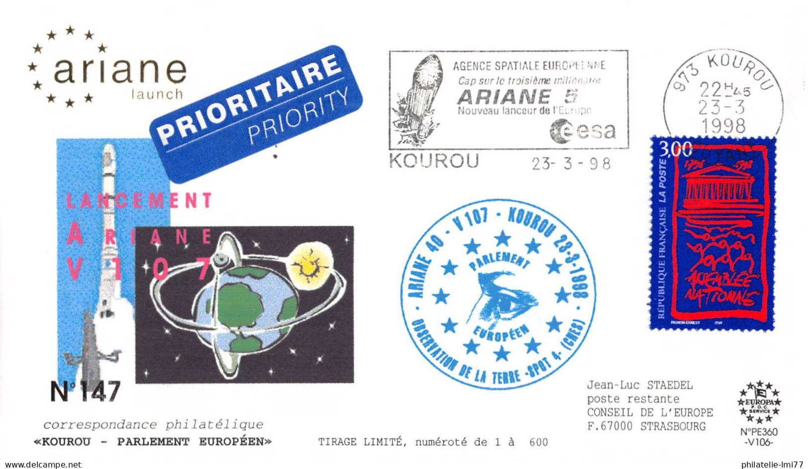 Lancement Ariane V107 Du 23 Mars 1998 - Satellites SPOT 4 - Europe
