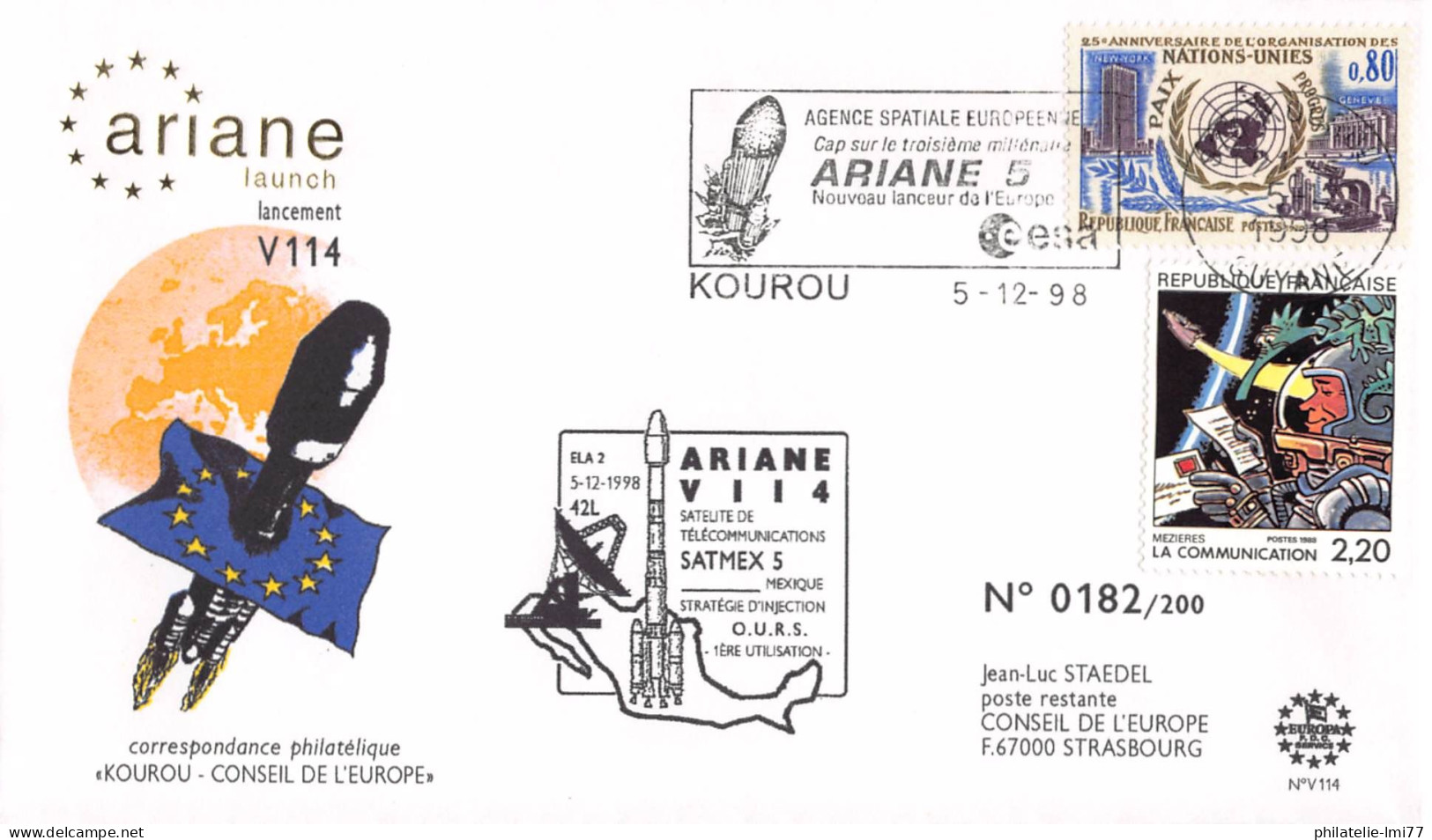 Lancement Ariane V114 Du 5 Décembre 1998 - Satellites SATMEX 5 - Europe