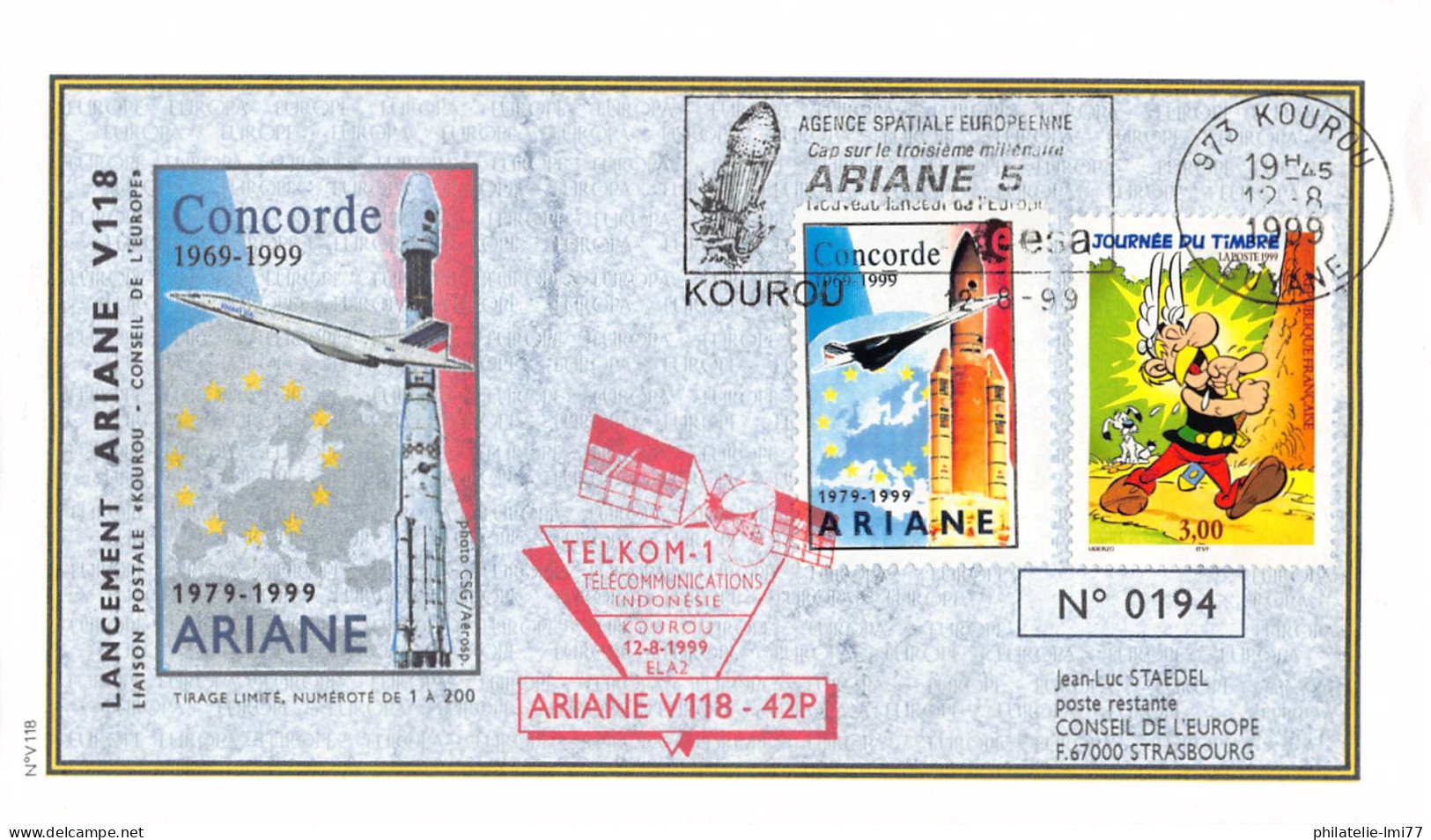 Lancement Ariane V118 Du 12 Août 1999 - Satellites TELKOM-1 - Europe
