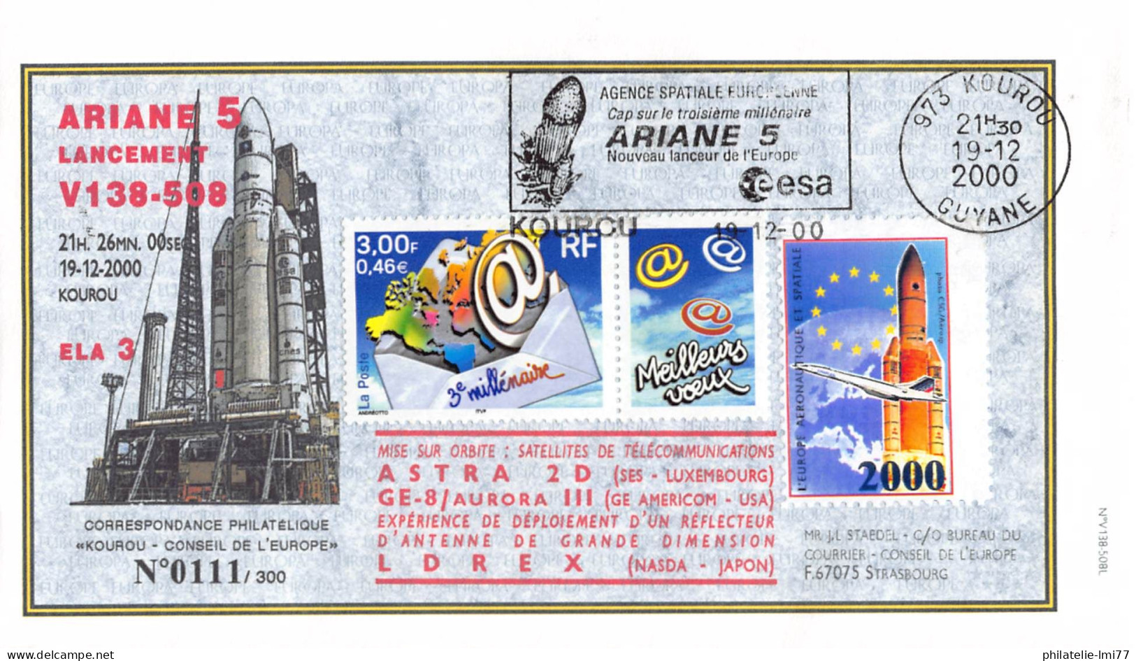 Lancement Ariane V138-508 Du 19 Décembre 2000 - Satellites Astra 2D - GE-8 - Europe