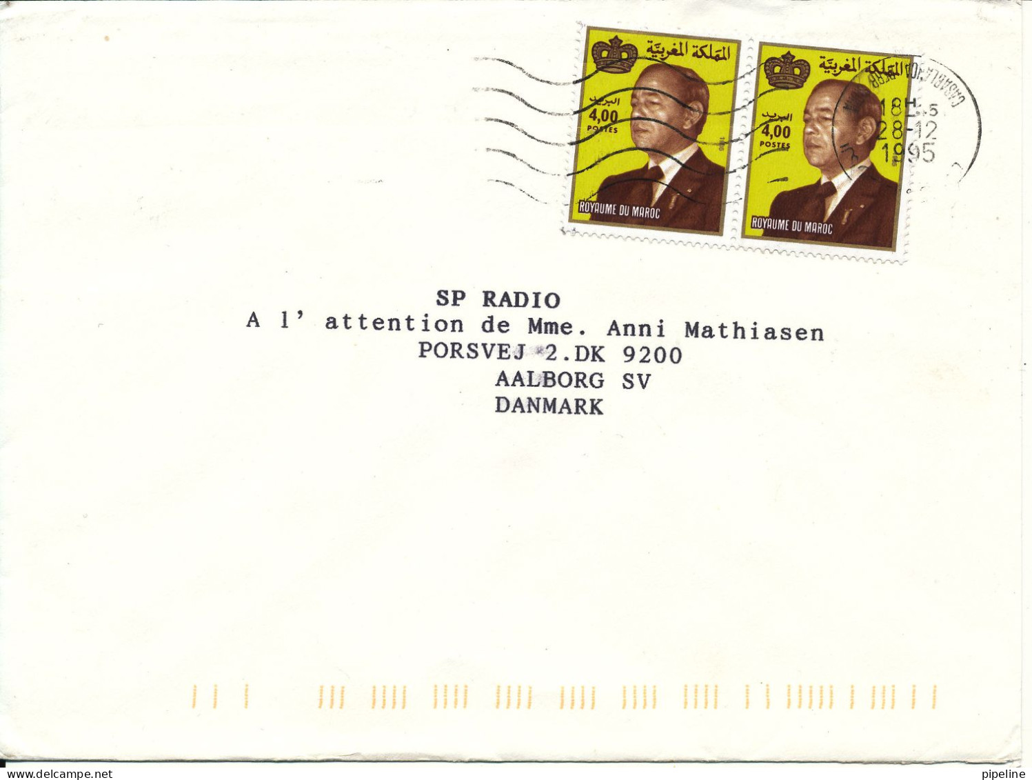 Morocco Cover Sent To Denmark Casablanca 28-12-1995 - Maroc (1956-...)