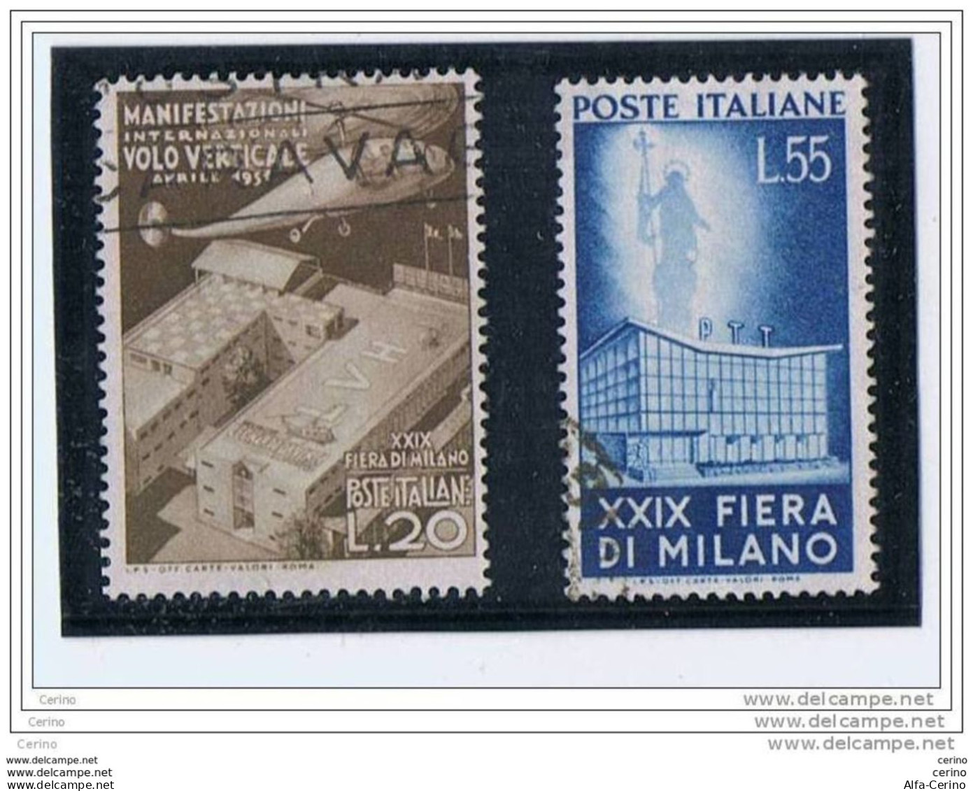 REPUBBLICA:  1951  FIERA  DI  MILANO  -  S. CPL. 2  VAL. US. -  SASS. 657/58 - 1946-60: Oblitérés