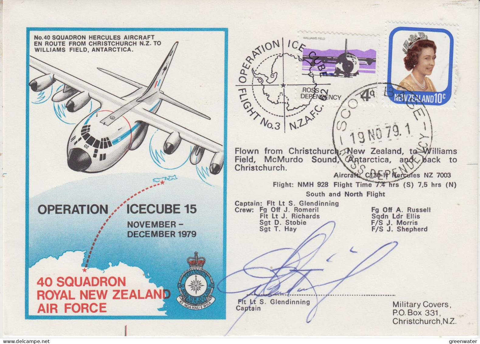 Ross Dependency 1979 Operation Icecube 15 Signature  Ca Scott Base 19 NOV 1979 (SO172) - Covers & Documents