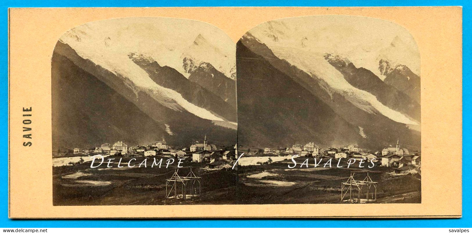 Très Rare * Chamonix 1859 * Route Des Praz, Grange Sur Bief (moulin ?) En Construction * Photo Stéréoscopique - Stereoscopic