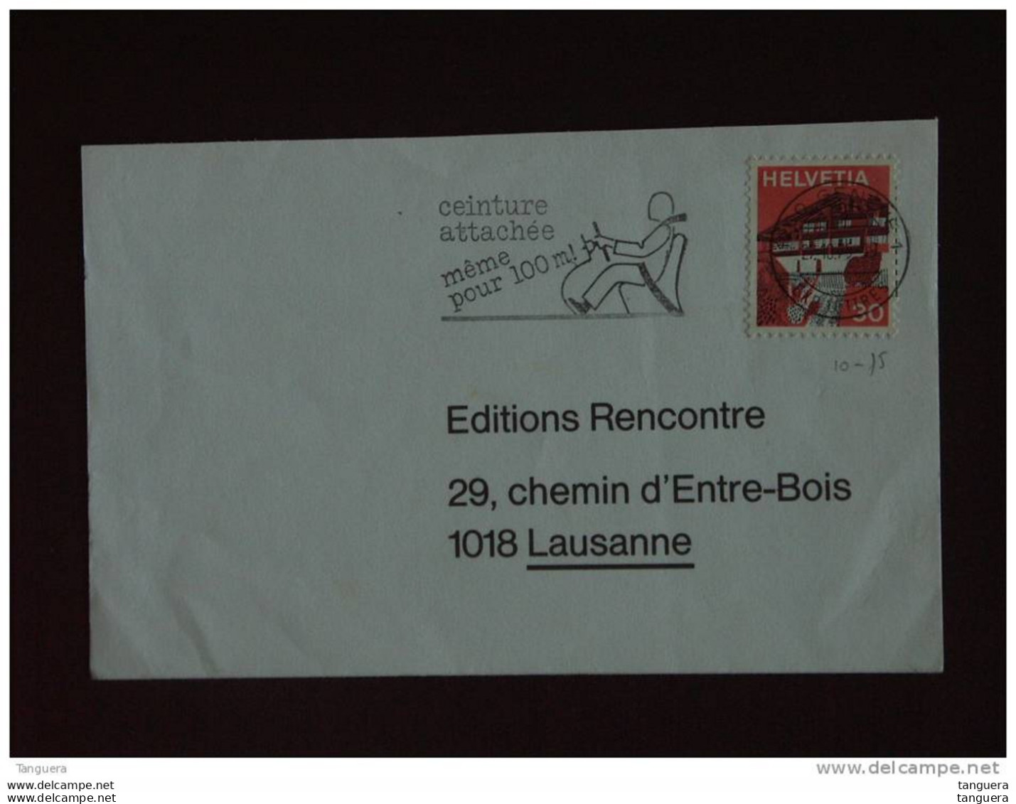 Zwitserland Suisse Helvetia 1975 Lettre Vlagstempel Flamme Werbestempel Ceinture Attachée Même Pour 100 M - Unfälle Und Verkehrssicherheit