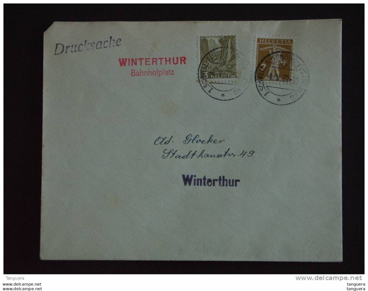 Zwitserland Suisse Helvetia 1937 Brief Lettre Cachet Stempel Automobil-postbureau - Marcophilie