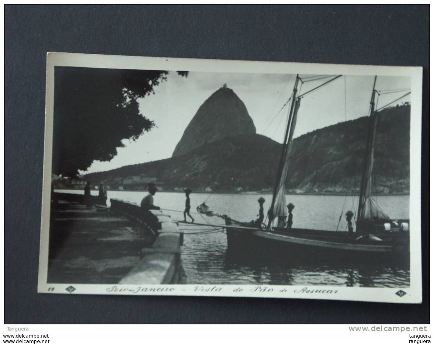 Bresil Brazil Brasil Rio De Janeiro - Vista  Pao De Assucar Carte Photo Ca 1930 Bateau De Peche Animée - Rio De Janeiro