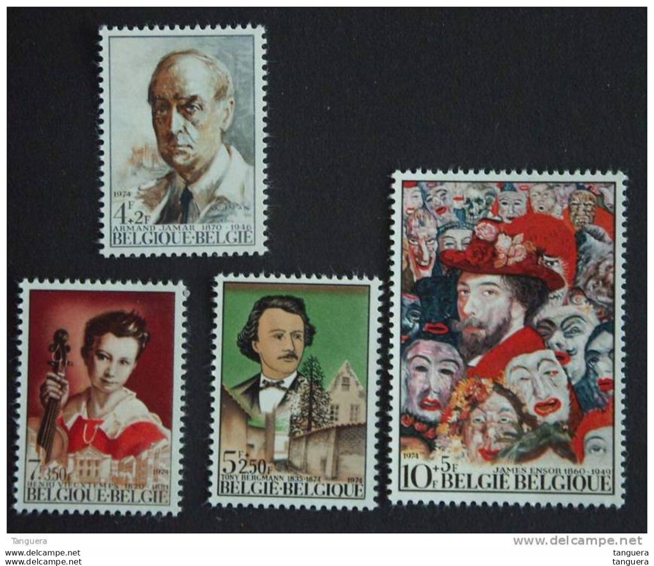 België Belgique Belgium 1974 Arman Jamar Tony Bergmann Henri Vieuxtemps James Ensor 1708-1711 Yv 1701-1704 MNH ** - Moderne