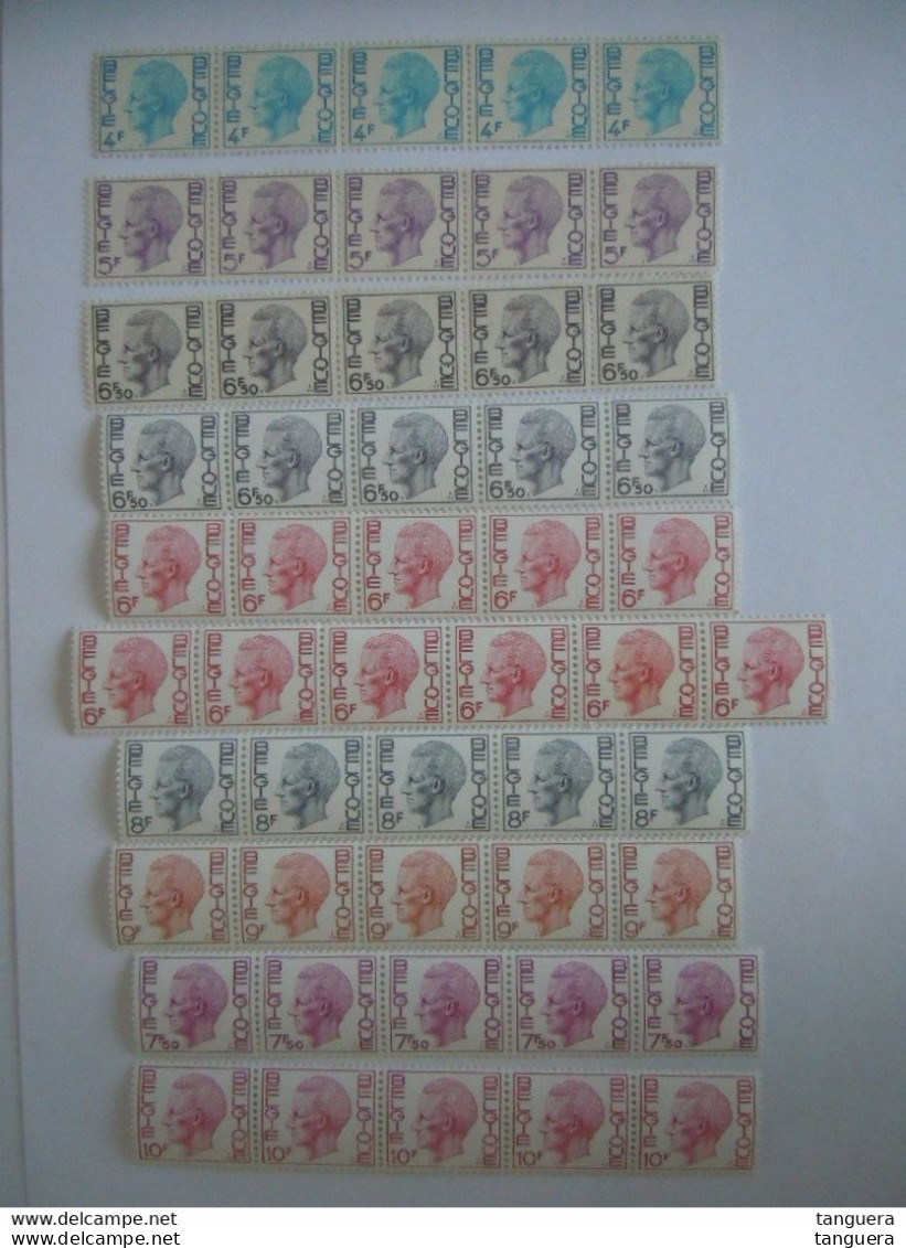 België Belgique Rolzegel Rouleau Boudewijn Baudouin Elström R46 + R50 + R54 + R58 + R62 +R63 +R66 +R70 +R74 + R78 MNH ** - Coil Stamps