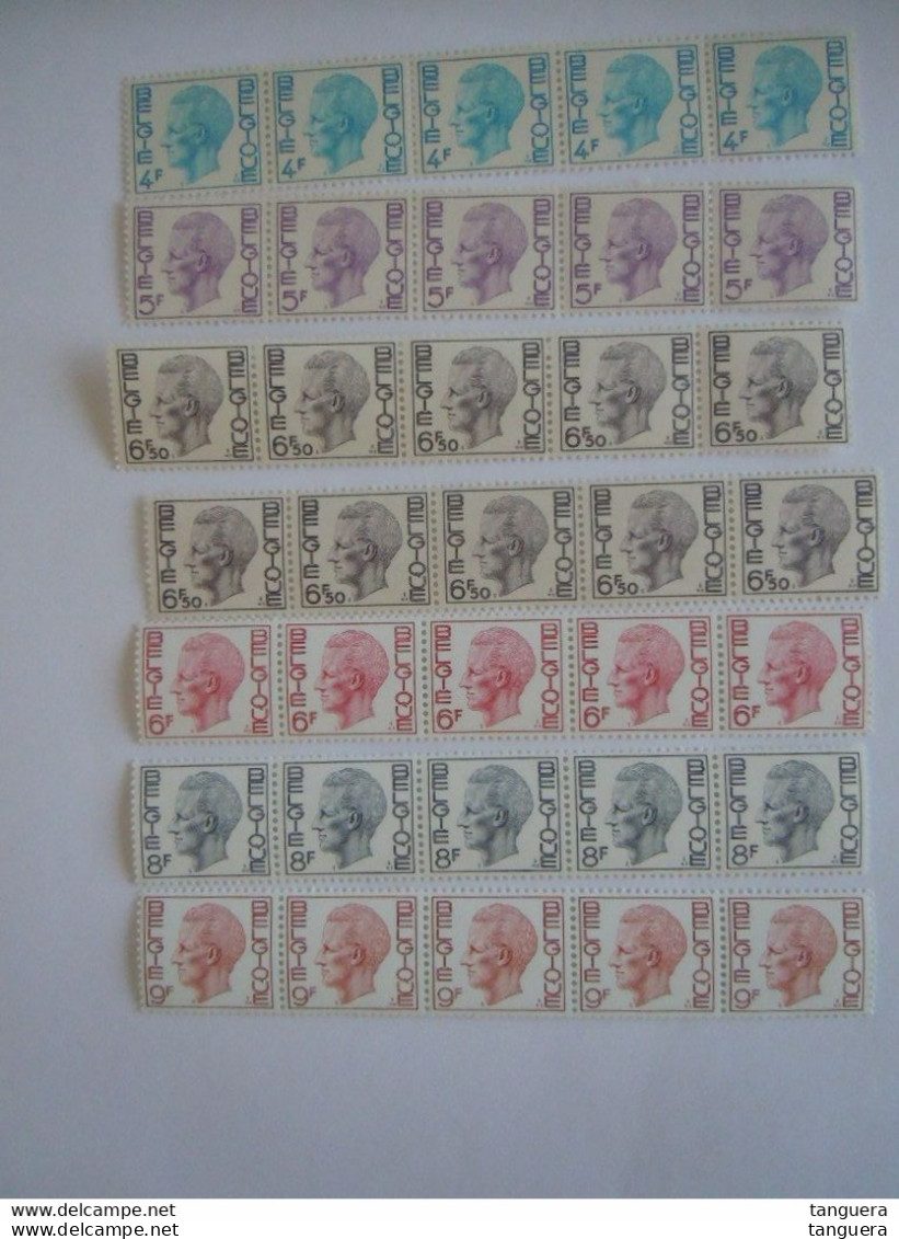 België Belgique Rolzegel Rouleau Boudewijn Baudouin Type Elström R46 + R50 + R54 + R58 + R62 + R66 + R70 MNH ** - Coil Stamps