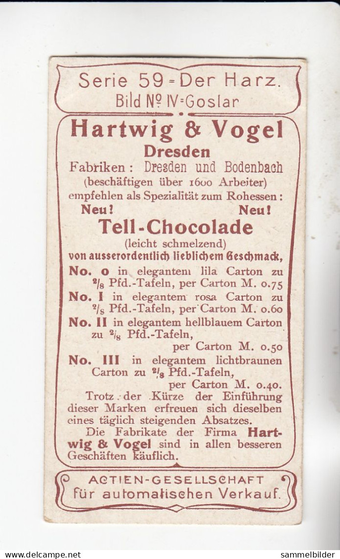 Actien Gesellschaft Der Harz Goslar    Serie  59 #4 Von 1900 - Stollwerck
