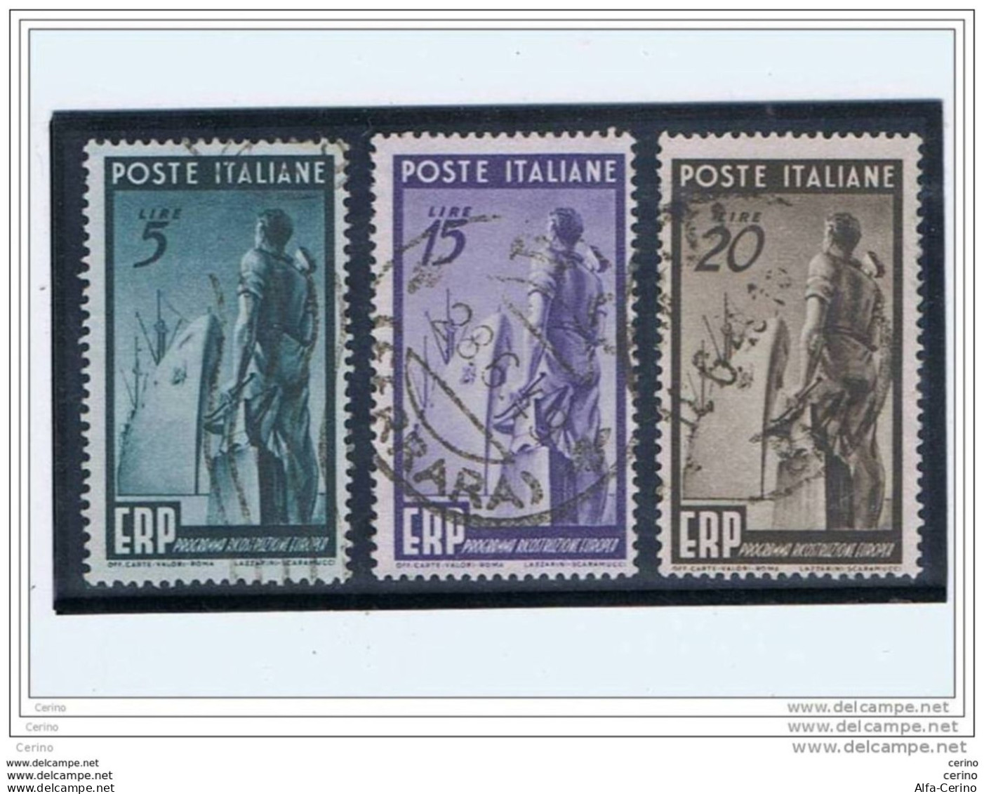 REPUBBLICA:  1949  E.R.P. -  S. CPL. 3  VAL. US. -  SASS. 601/03 - 1946-60: Oblitérés