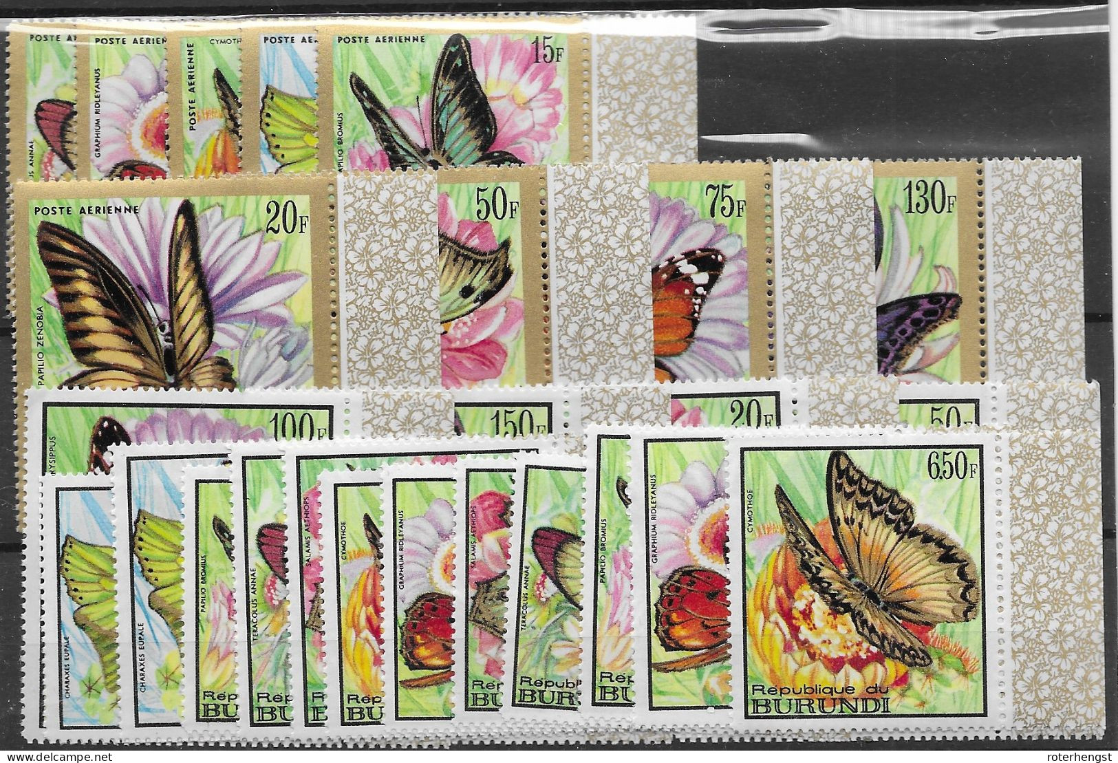 Burundi Butterfly Set Complete With Airmails  Mnh ** 1968 90 Euros - Nuevos