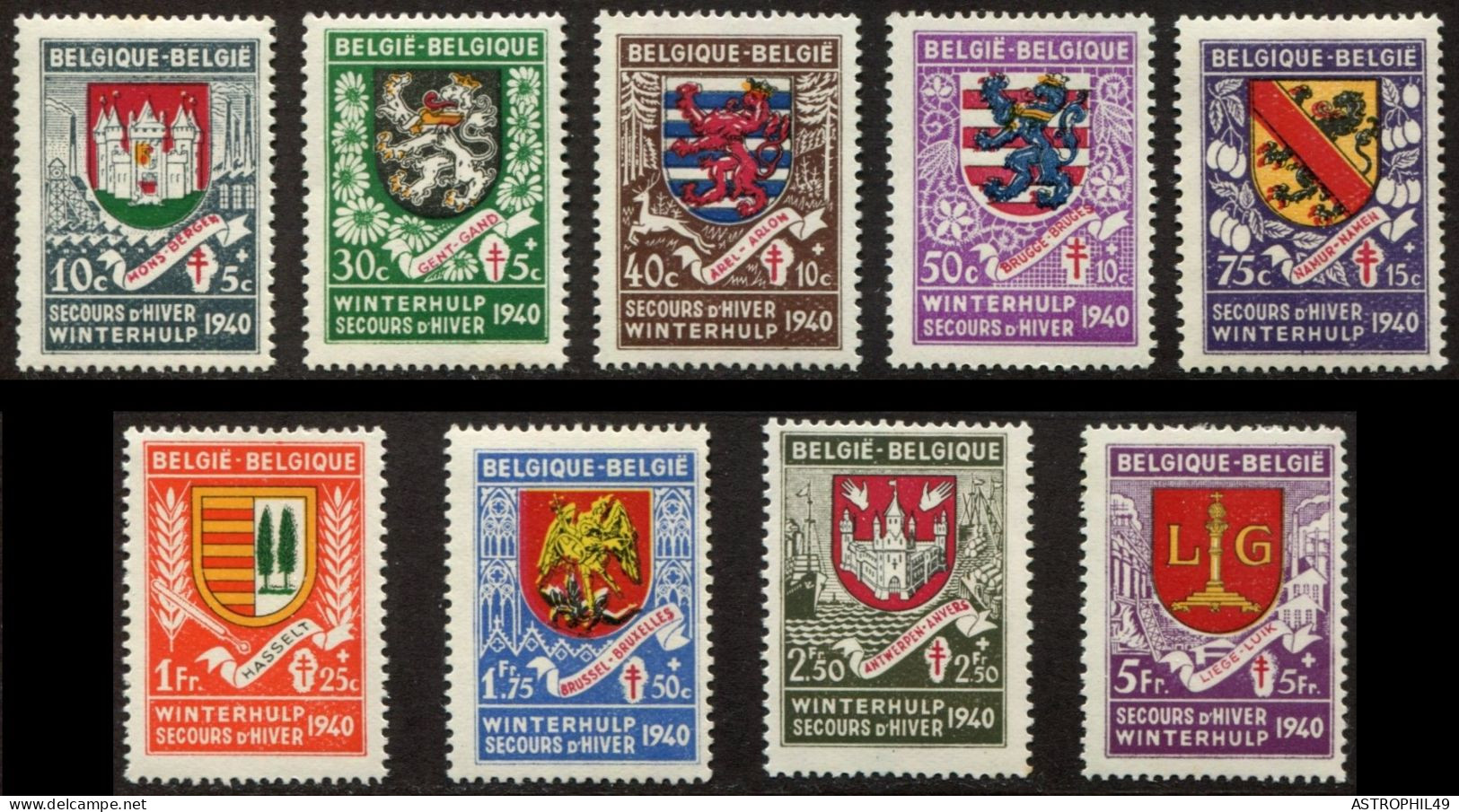 1940 BE Armoiries, 9 Chefs-lieux Des Provinces; Cob 538-46 Taches Au Verso - Timbres