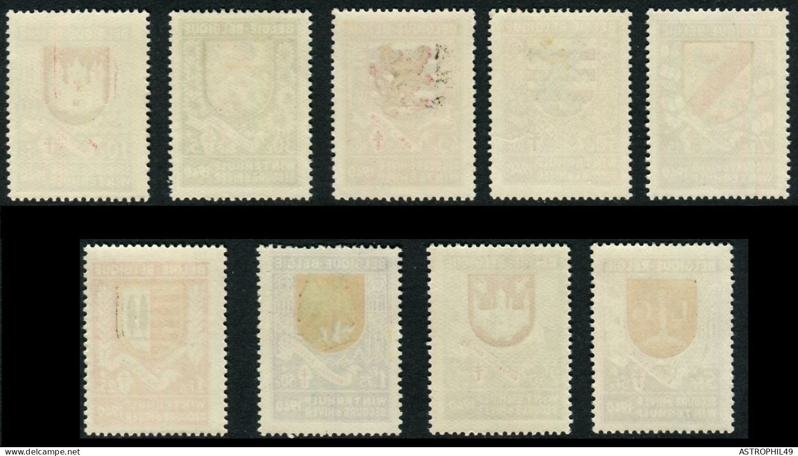 1940 BE Armoiries, 9 Chefs-lieux Des Provinces; Cob 538-46 Taches Au Verso - Briefmarken