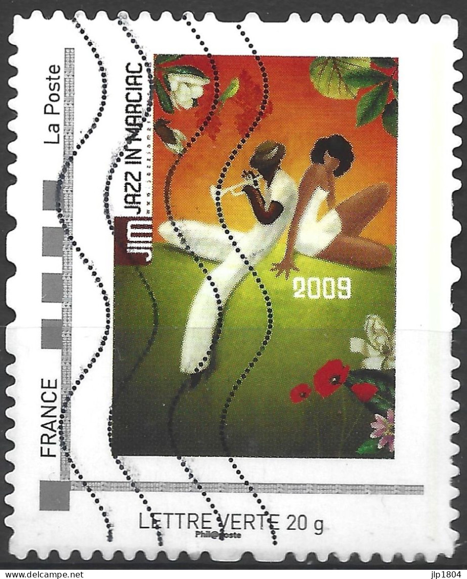 Montimbramoi  Jazz In Marciac JIM 2009 Trompettiste - Lettre Verte : Timbre Sur Support - Used Stamps