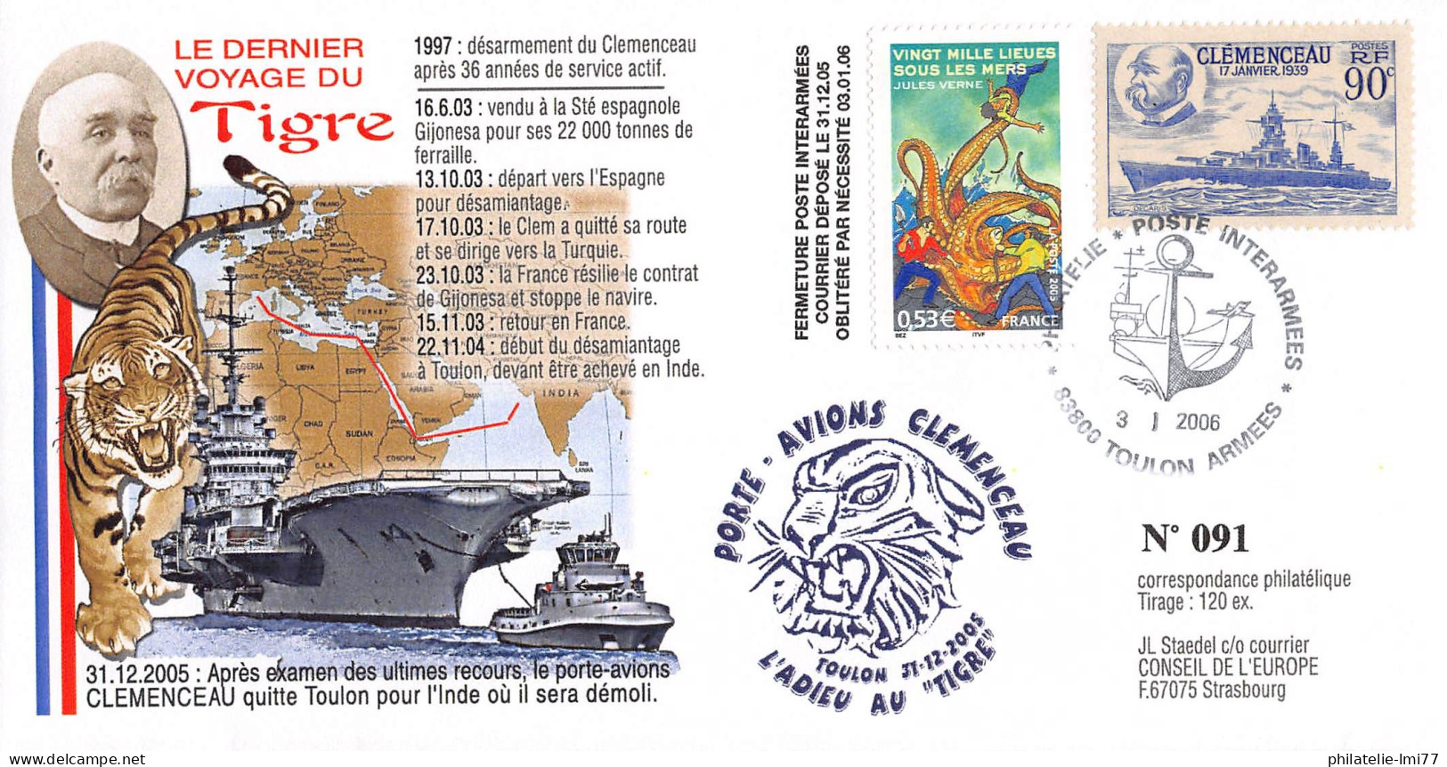 CLEM 05-1 TYPE1 - DÉPART DU CLEMENCEAU EN INDE - Maritime