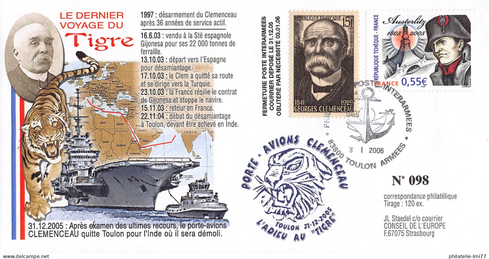 CLEM 05-1 TYPE2 - DÉPART DU CLEMENCEAU EN INDE - Maritime