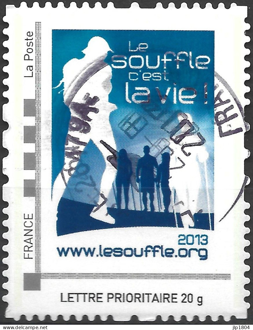 Montimbramoi  Le Souffle C'est La Vie 2013 Www.lesouffle.org - Lettre Prioritaire - Timbre Sur Support Cachet Rond - Used Stamps