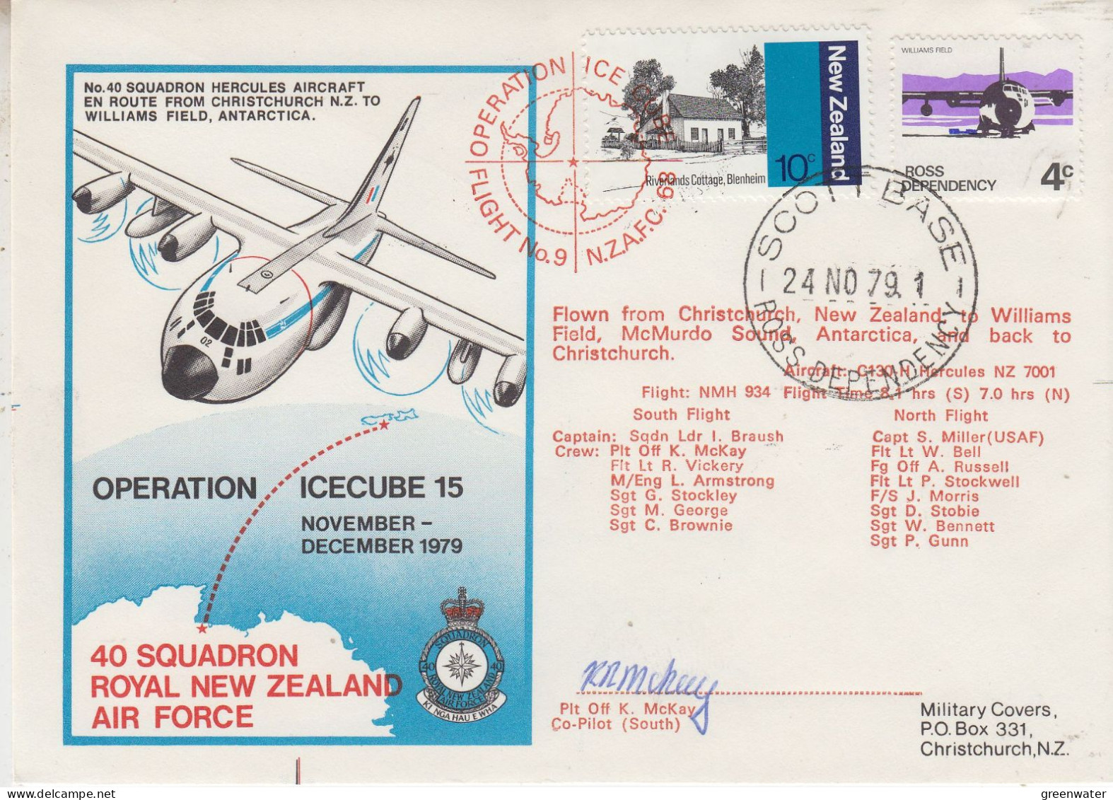 Ross Dependency 1979 Operation Icecube 15 Signature  Ca Scott Base 24 NOV 1979 (SO177) - Covers & Documents